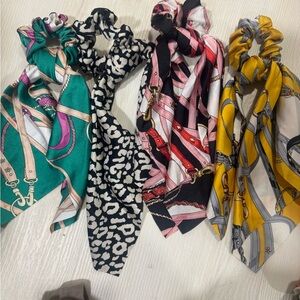 Vibrant Silk Scarf Scrunchies